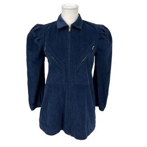 by TiMo‎ Corduroy Jacket Navy Blue Puff Shoulder XS